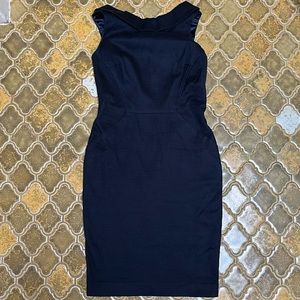 Boden Navy sleeveless sheath dress shawl collar Size 4 petite